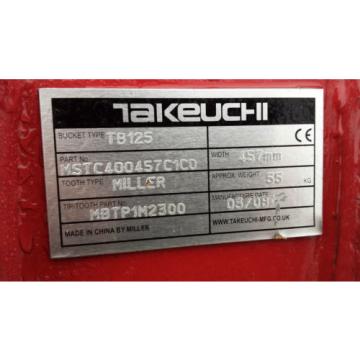 Takeuchi TB125 18&#034; 450mm excavator digging Bucket D/W122 Pin35 c/c185, £165+vat