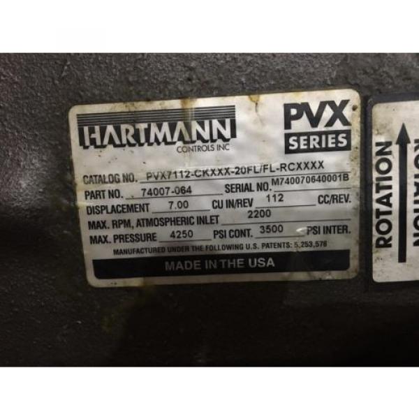 HARTMANN HYDRAULIC PUMP, PVX SERIES, CAT#PVX7112-CKXXX-20FL/FL-RCXXXX, NEW-IB #3 image