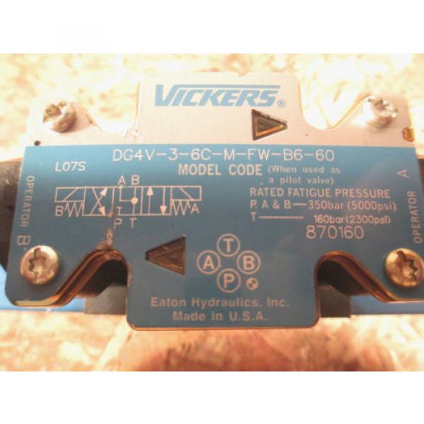 VICKERS  EATON DUAL SOLENOID CONTROL / PILOT  VALVE DG4V 3 6C M FWE B6 60  NOS #2 image