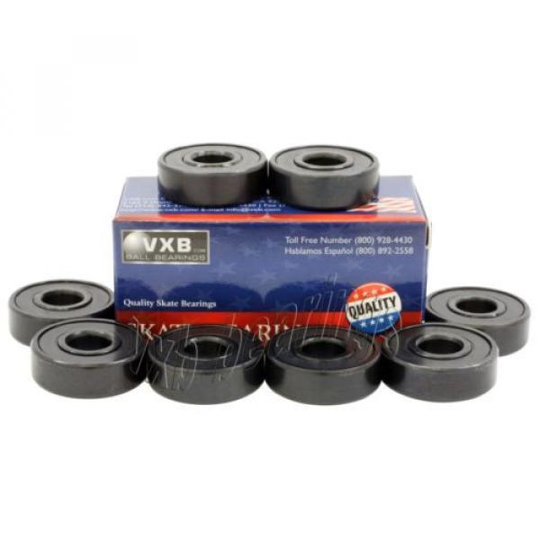 Cool Set of 8 Skateboard Bearing Bronze Cage Sealed Black Ball Bearings Rolling #1 image