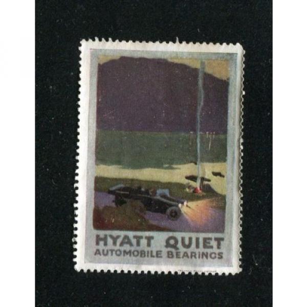 Vintage Poster Stamp Label HYATT QUIET AUTOMOBILE BEARINGS car on beach night #4 image