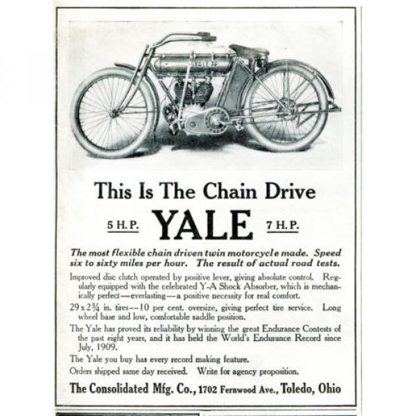 1912 HUPMOBILE Car AD. Man Reams MAIN BEARING+ YALE Twin Cyli 7 HP MOTORCYCLE AD #5 image