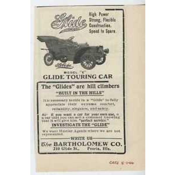 1906 Glide Model E Peoria IL Auto Ad Sartus Ball Bearing Co ma6607 #5 image