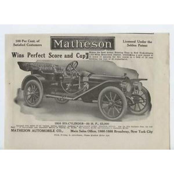 1910 Matheson Model 6 NYC NY Auto Ad New Departure Ball Bearings mc2709 #5 image