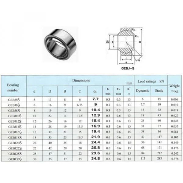 1pc new GEBJ10S Spherical Plain Radial Bearing 10x22x14mm ( 10*22*14 mm ) #2 image