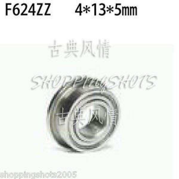 (10) F624ZZ 4x13x5 Flanged 4*13*5 mm F624Z Miniature Ball Radial Bearing F624 ZZ #1 image