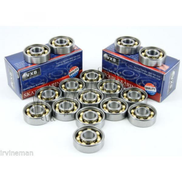16 inline Skate Bronze Cage Open Deep Groove Radial Ball Bearings #1 image