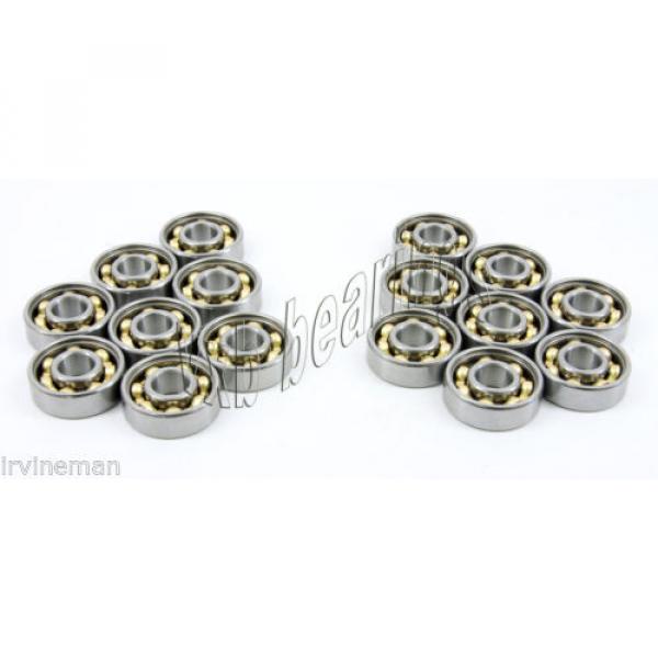 16 inline Skate Bronze Cage Open Deep Groove Radial Ball Bearings #3 image