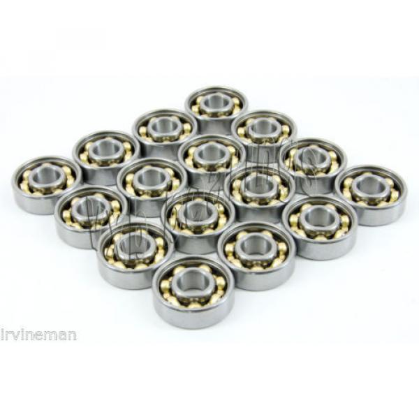 16 inline Skate Bronze Cage Open Deep Groove Radial Ball Bearings #5 image
