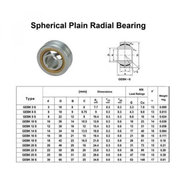 New GEBK12S PB12 Bearing Spherical Plain Radial Bearing 12x30x16mm 12*30*16 mm #2 image