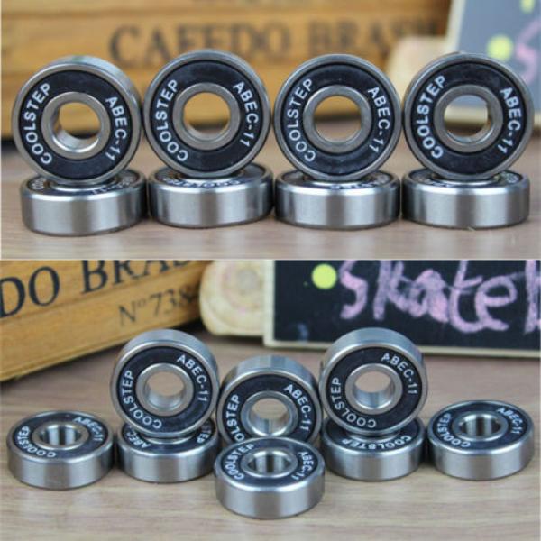 8pcs Skateboard Steel Set Sealed Gcr15 Deep Groove Radial Ball Bearings 608ZB #2 image