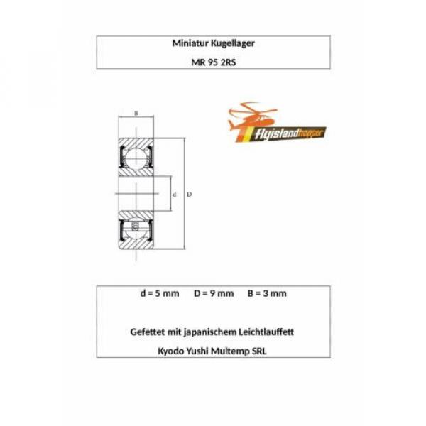 10x Kugellager MR 95 2RS 5x9x3 mm Bearing 5x9x3mm Precision Radial Ball Bearing #1 image