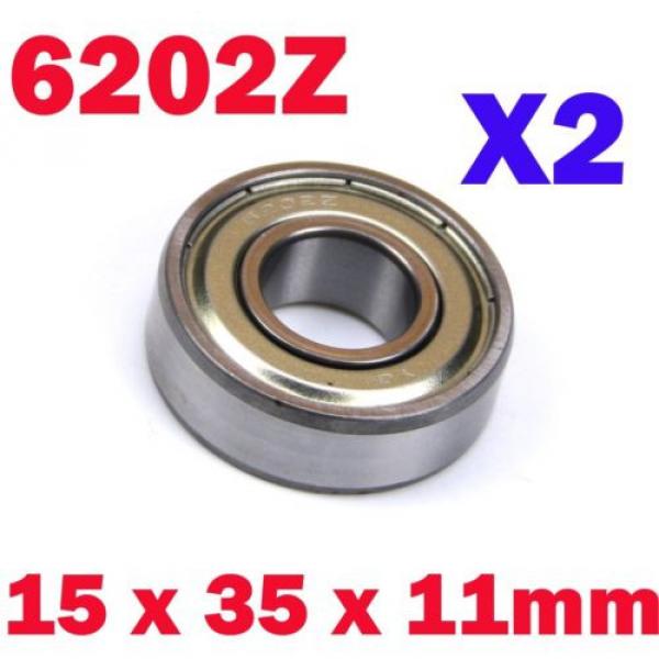 2x 1.4&#034; Outer 15mm x 35mm x 11mm 6202Z Shielded Deep Groove Radial Ball Bearing #1 image