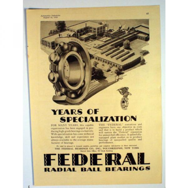 Vintage 1929 Federal Radial Ball Bearings or Morse Genuine Silent Chains Ad #1 image