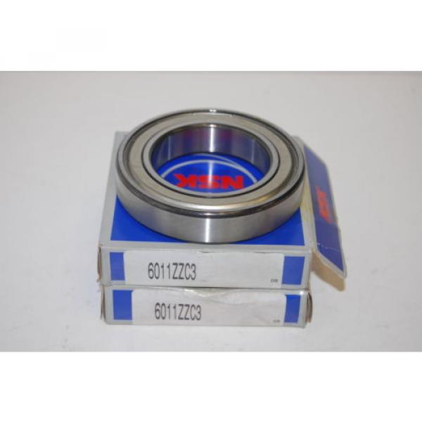 (2) NIB NSK 6011ZZC3 Radial/Deep Groove Ball Metric Bearings: 55 mm ID, 90 mm OD #1 image