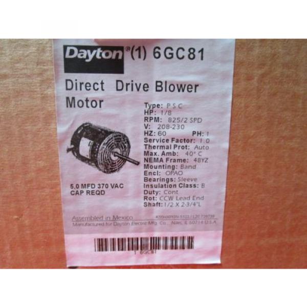 Dayton 6GC81 Direct Drive Blower motor, 1/8 HP, Oem  Grainger #3 image