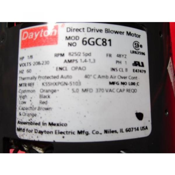 Dayton 6GC81 Direct Drive Blower motor, 1/8 HP, Oem  Grainger #4 image