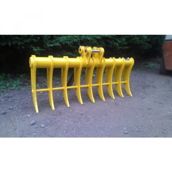 jcb cat takeuchi kubota digger excavator high tensile land rake pins included #1 image