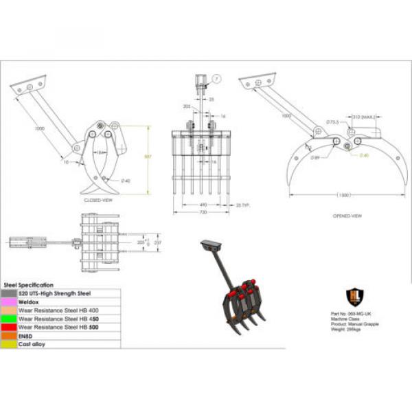 Manual Mechanical Grapple / Grab for Excavator / Digger 6 - 8 Ton #4 image