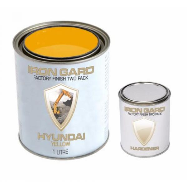 IRON GARD 1L Two Pack Paint HYUNDAI YELLOW Excavator Auger Loader Bucket Attach #2 image