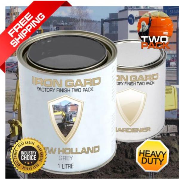 IRON GARD 1L Two Pack Paint NEW HOLLAND GREY Excavator Loader Bucket Attachment #1 image