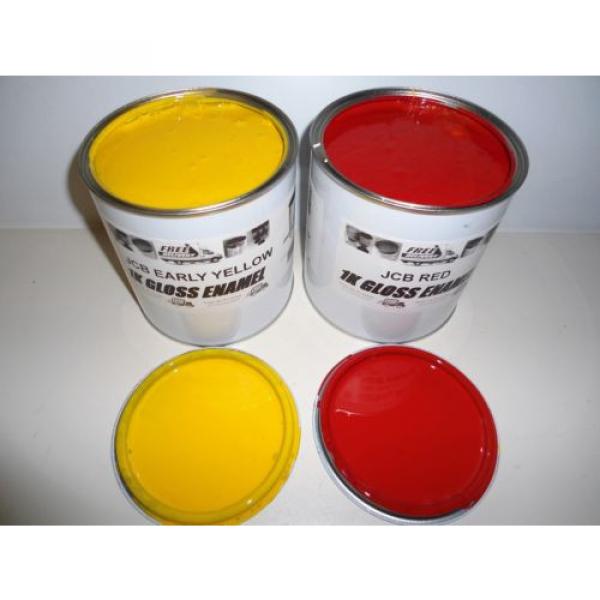 JCB 3C Lemon Yellow &amp; Red Gloss paint 1 Litre Tins #1 image