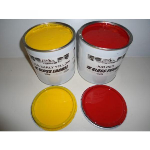 JCB 3C Lemon Yellow &amp; Red Gloss paint 1 Litre Tins #2 image