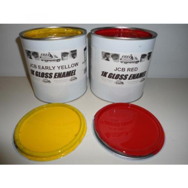 JCB 3C Lemon Yellow &amp; Red Gloss paint 1 Litre Tins #3 image