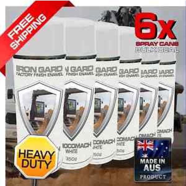 6x IRON GARD Spray Paint EUROCOMACH WHITE Excavator Auger Loader Skid Bucket Dig #1 image