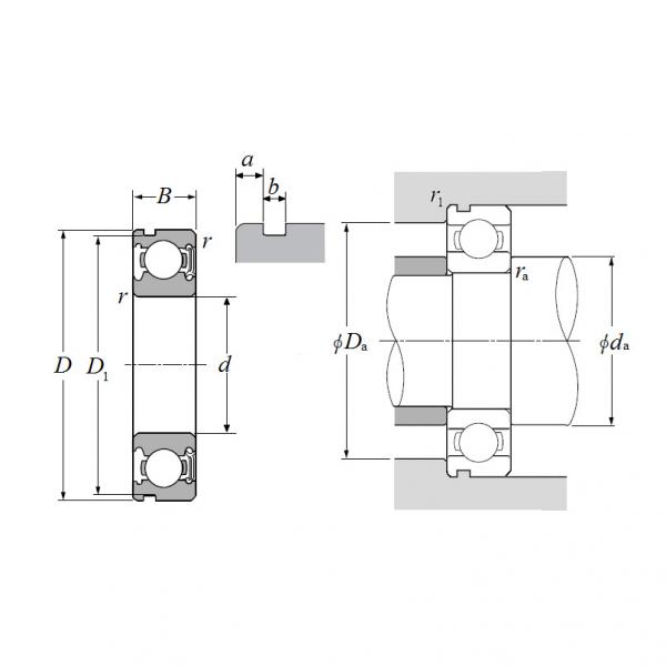 60/32LUNC3, Single Row Radial Ball Bearing - Single Sealed (Contact Rubber Seal) w/ Snap Ring Groove #2 image