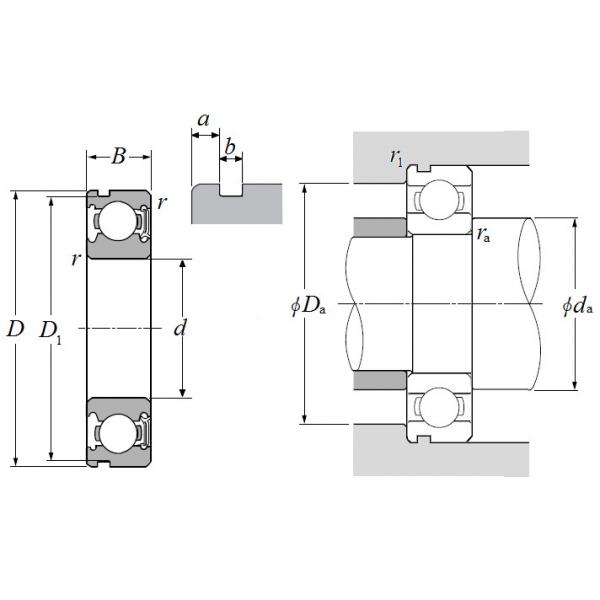 6005LHN, Single Row Radial Ball Bearing - Single Sealed (Light Contact Rubber Seal) w/ Snap Ring Groove #2 image